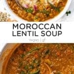 Pinterest title image for Moroccan Lentil Soup.