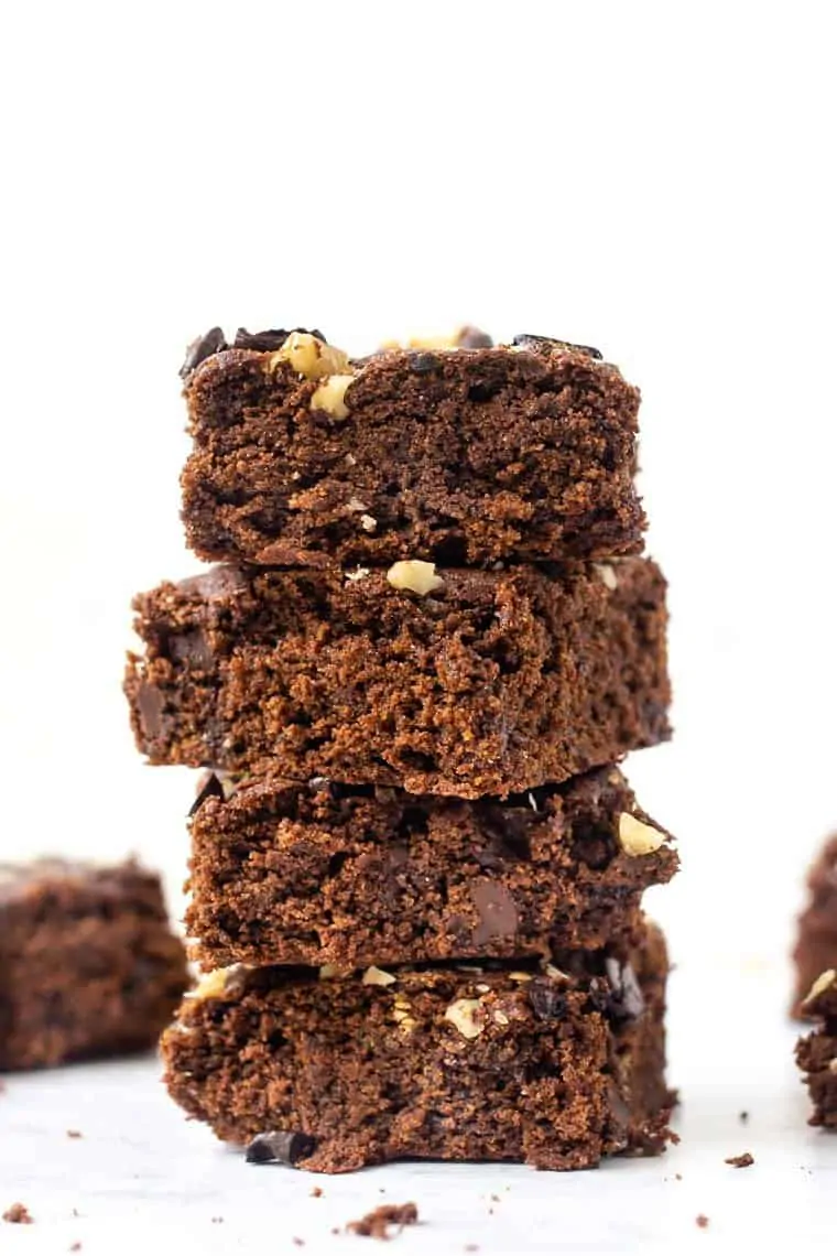 Stack of vegan espresso brownies
