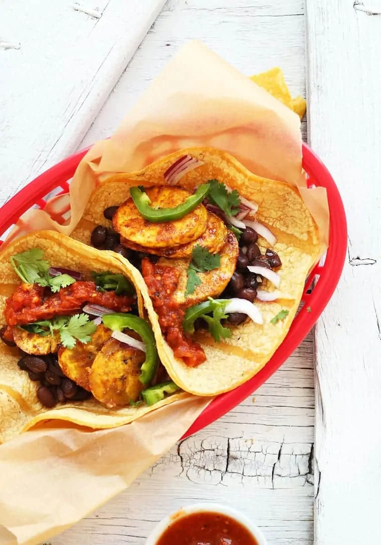 Spicy Plantain Black Bean Tacos from Minimalist Baker