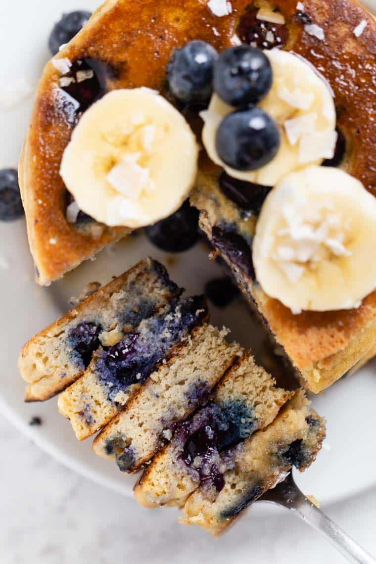 Bite of Blueberry Protein Pancakes