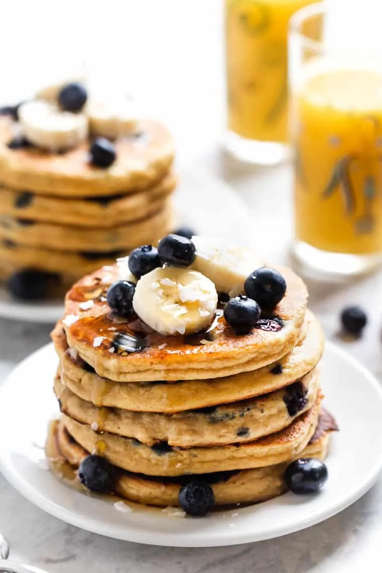 Healthy Protein Pancakes with Blueberries