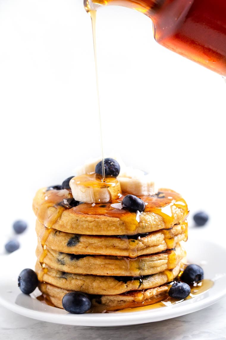 Healthy Protein Pancakes with Blueberries