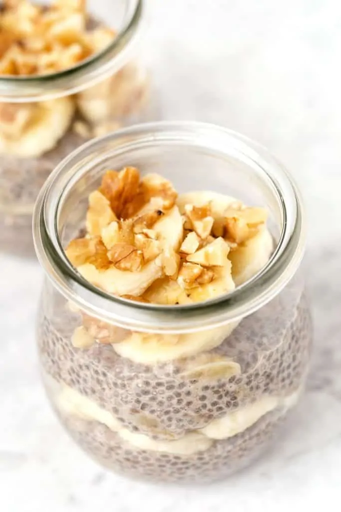 Foods that are high in magnesium are common and delicious, and can help you get all the nutrients your body needs to function. Chia pudding in a glass jar, topped with sliced bananas and walnuts