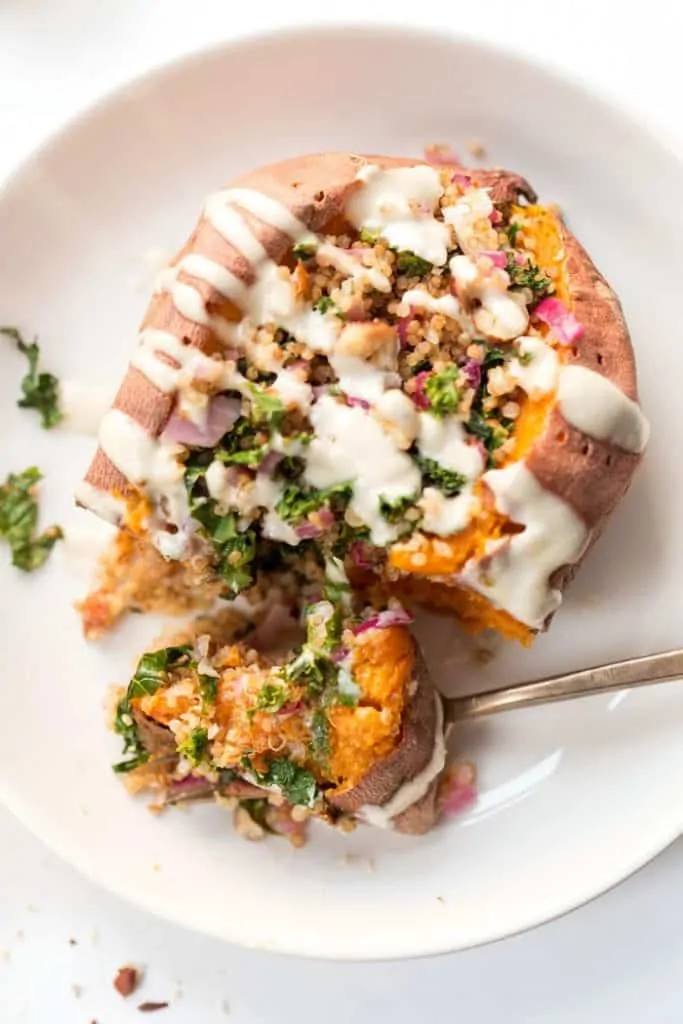 stuffed sweet potatoes with quinoa and kale