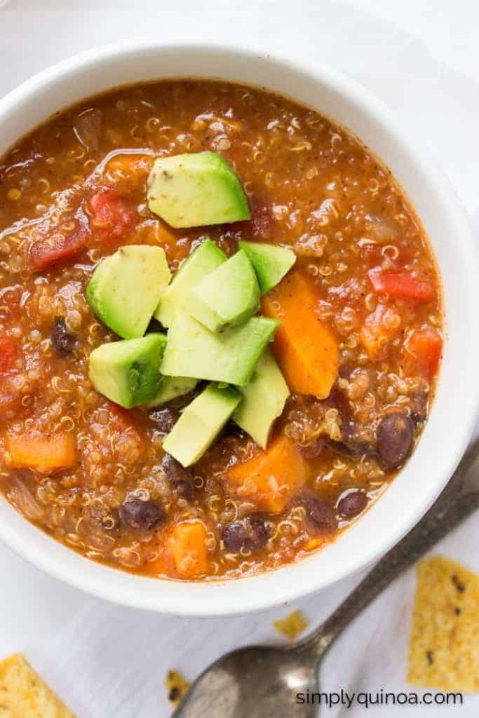 Crockpot Sweet Potato & Black Bean Quinoa Chili | vegetarian + gluten-free | recipe on simplyquinoa.com