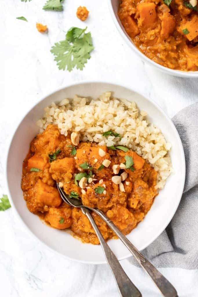 Red Lentil Curry with Sweet Potatoes