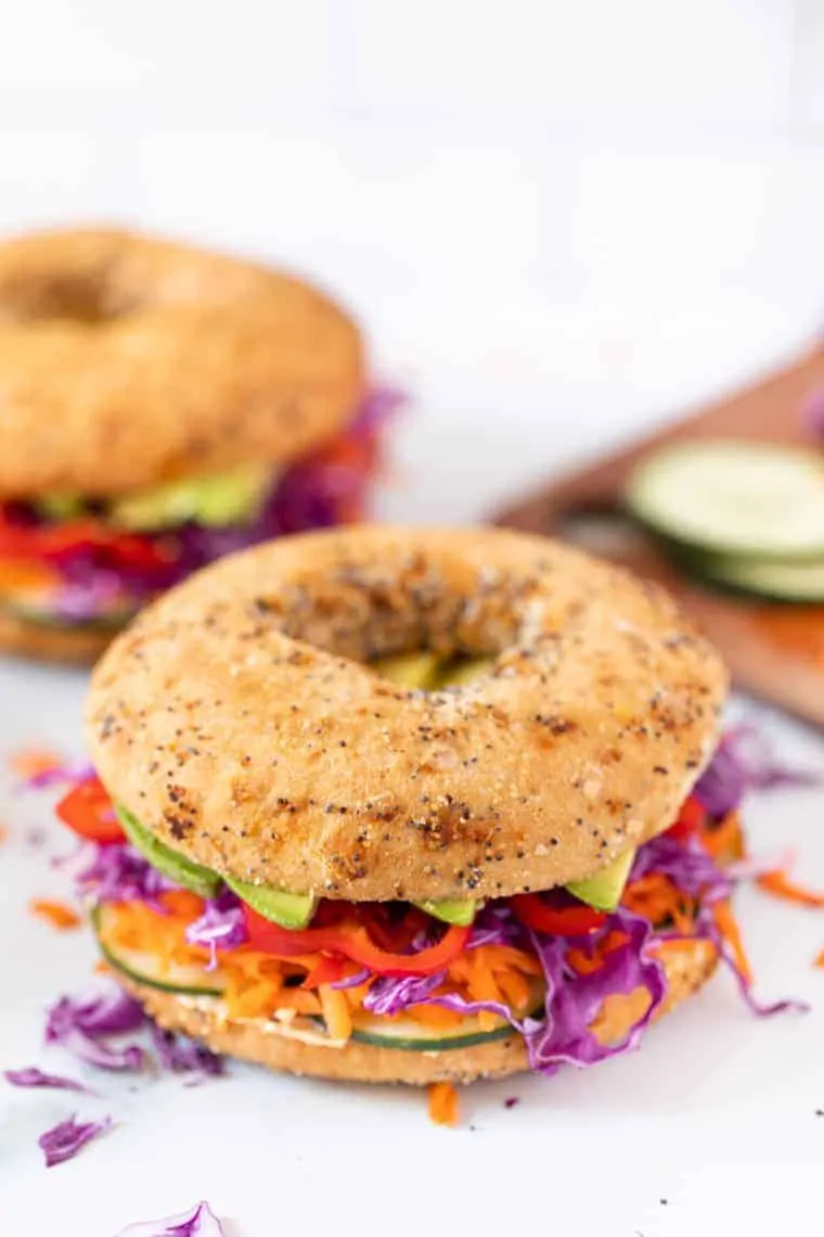 Hummus & Veggie Bagel Sandwich