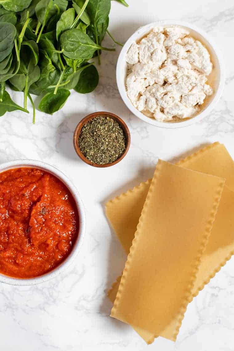 Vegan Spinach Lasagna Ingredients