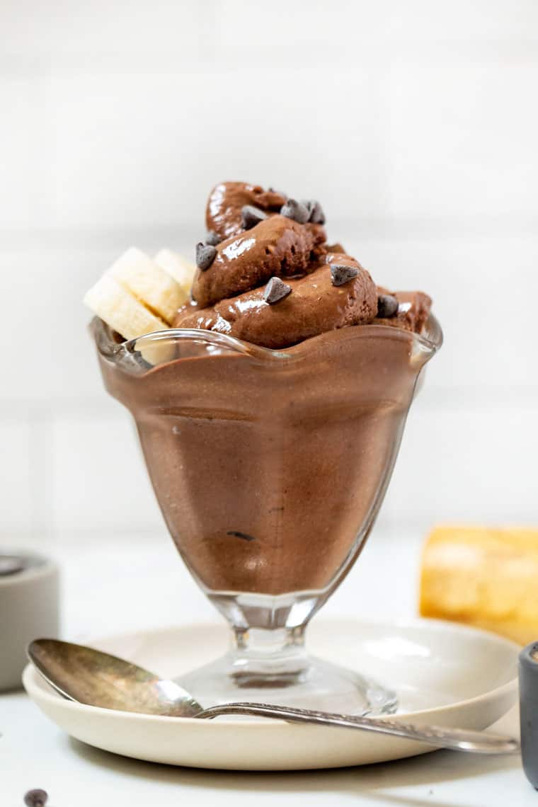 Peanut Butter Chocolate Banana Soft Serve 4 Ingredient Dessert