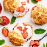 Overhead view of gluten-free vegan strawberry shortcakes