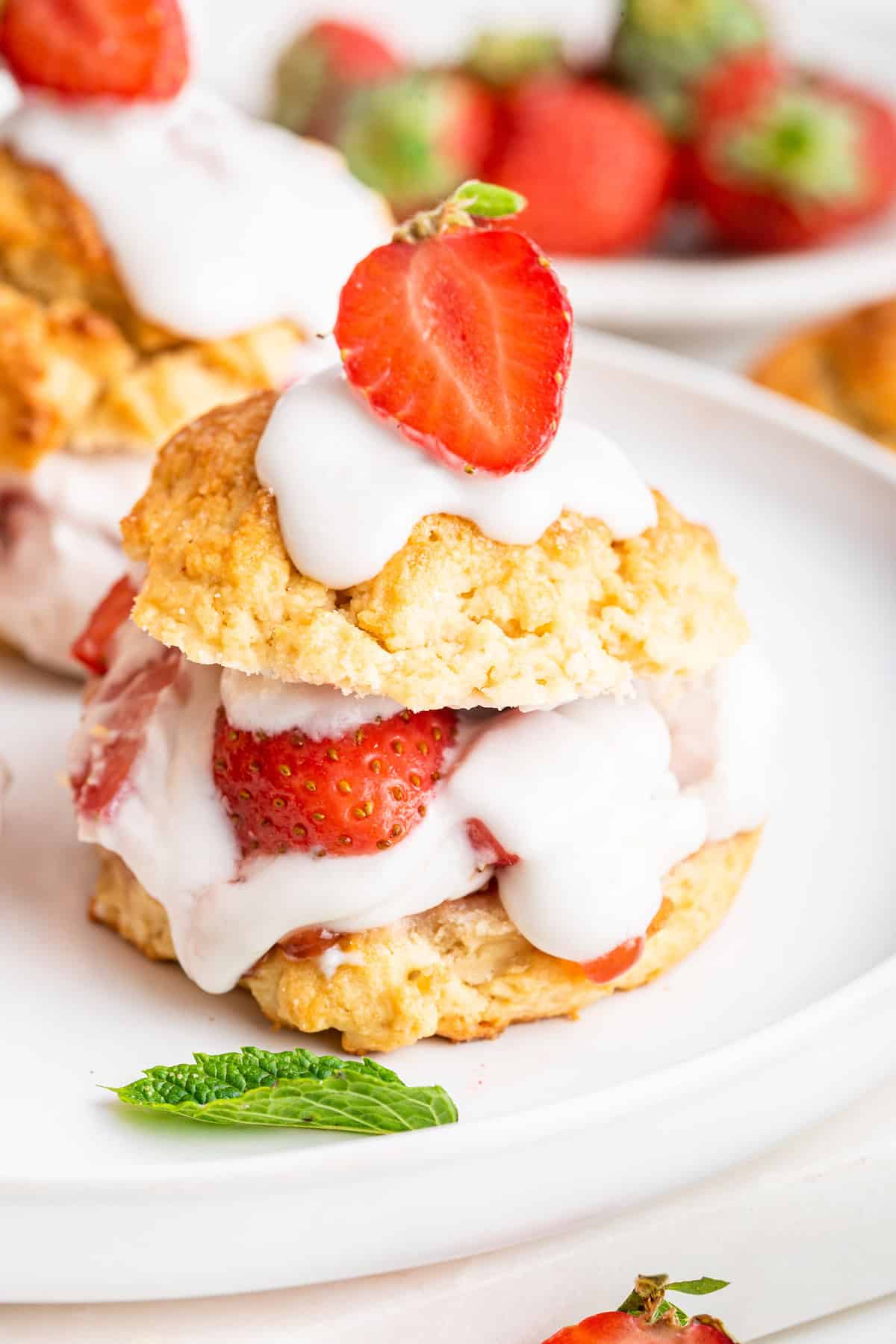 Vegan strawberry shortcake on plate