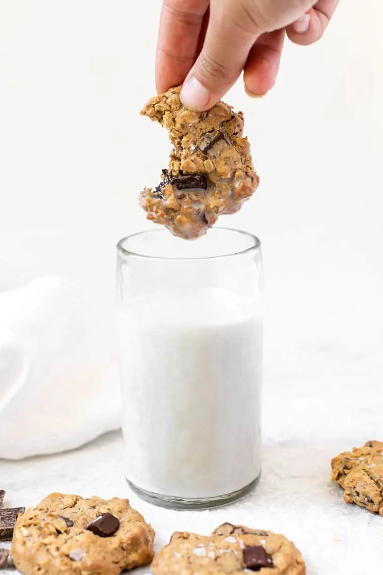 Chocolate Chip Cookies Dipped in Milk
