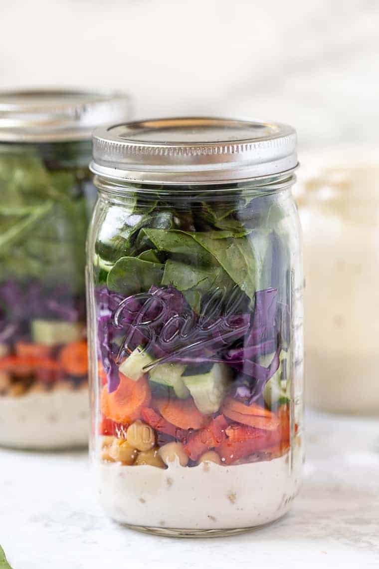 Rainbow Veggie Mason Jar Salad