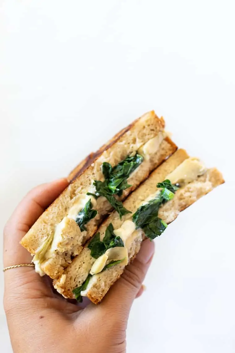 Spinach + Artichoke Vegan Grilled Cheese