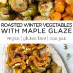 Pinterest title image for Roasted Winter Vegetables.