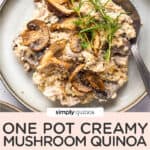 One Pot Creamy Mushroom Quinoa