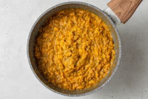 finished pumpkin oatmeal in a pot