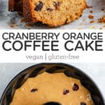 gluten free dairy free coffee cake recipe with cranberries and orange zest