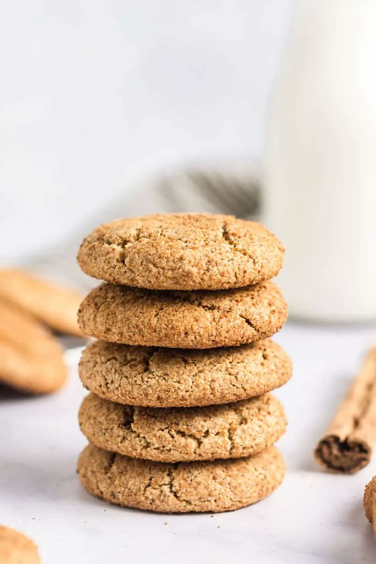 Stack of 5 vegan snickerdoodle cookies