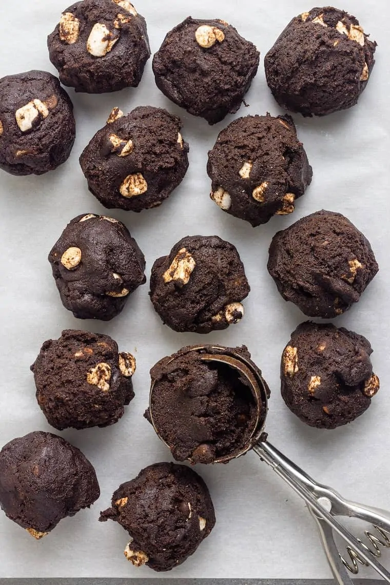 scooping healthy christmas cookies for baking