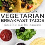 Pinterest title image for Vegetarian Breakfast Tacos.