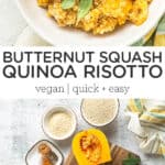Pinterest title image for Butternut Squash Quinoa Risotto.