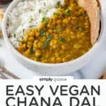 chana dal recipe with white rice and quinoa flatbreads