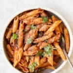 tomato basil pasta recipe made with chickpeas