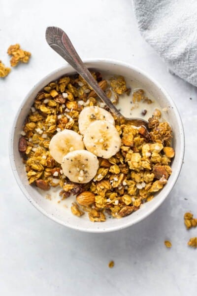 Turmeric Granola with Banana and Honey