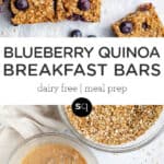 blueberry quinoa breakfast bars collage