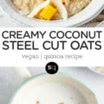 creamy coconut oats collage text overlay