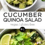 text overlay cucumber quinoa salad