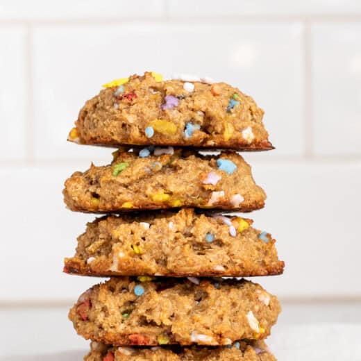 Stack of birthday cake breakfast cookies