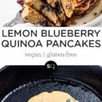 lemon blueberry pancakes text overlay