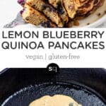 lemon blueberry pancakes text overlay