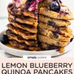 lemon blueberry pancakes text overlay