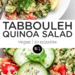 quinoa tabbouleh salad collage