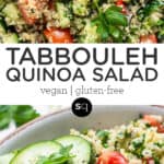 quinoa tabbouleh salad collage