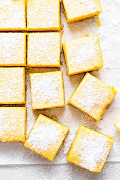 slices of lemon bars with powdered sugar on top