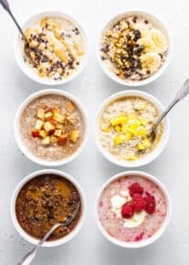 six bowls of overnight steel cut oats