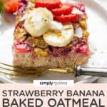 Strawberry Banana Baked Oatmeal text overlay