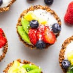 close up on an oatmeal cup with vegan yogurt and fresh berries