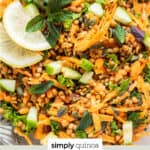Curried Lentil Salad with Kale and Carrots text overlay