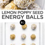 Lemon Poppy Seed Energy Bites with coconut text overlay collage