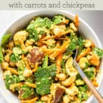 Spicy Moroccan Quinoa Salad with Carrots and Chickpeas text overlay