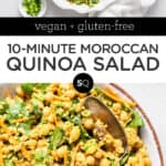 10-Minute Moroccan Quinoa Salad text overlay collage