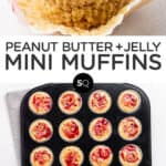 Peanut Butter and Jelly Mini Muffins text overlay collage