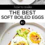 soft boiled eggs text overlay collage