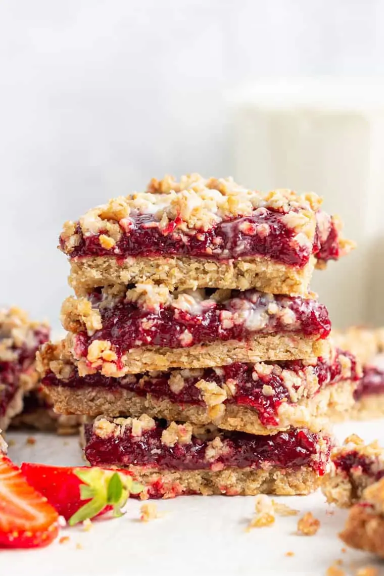 Stack of strawberry oatmeal bars