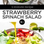 Strawberry Spinach Salad with Toasted Quinoa text overlay collage